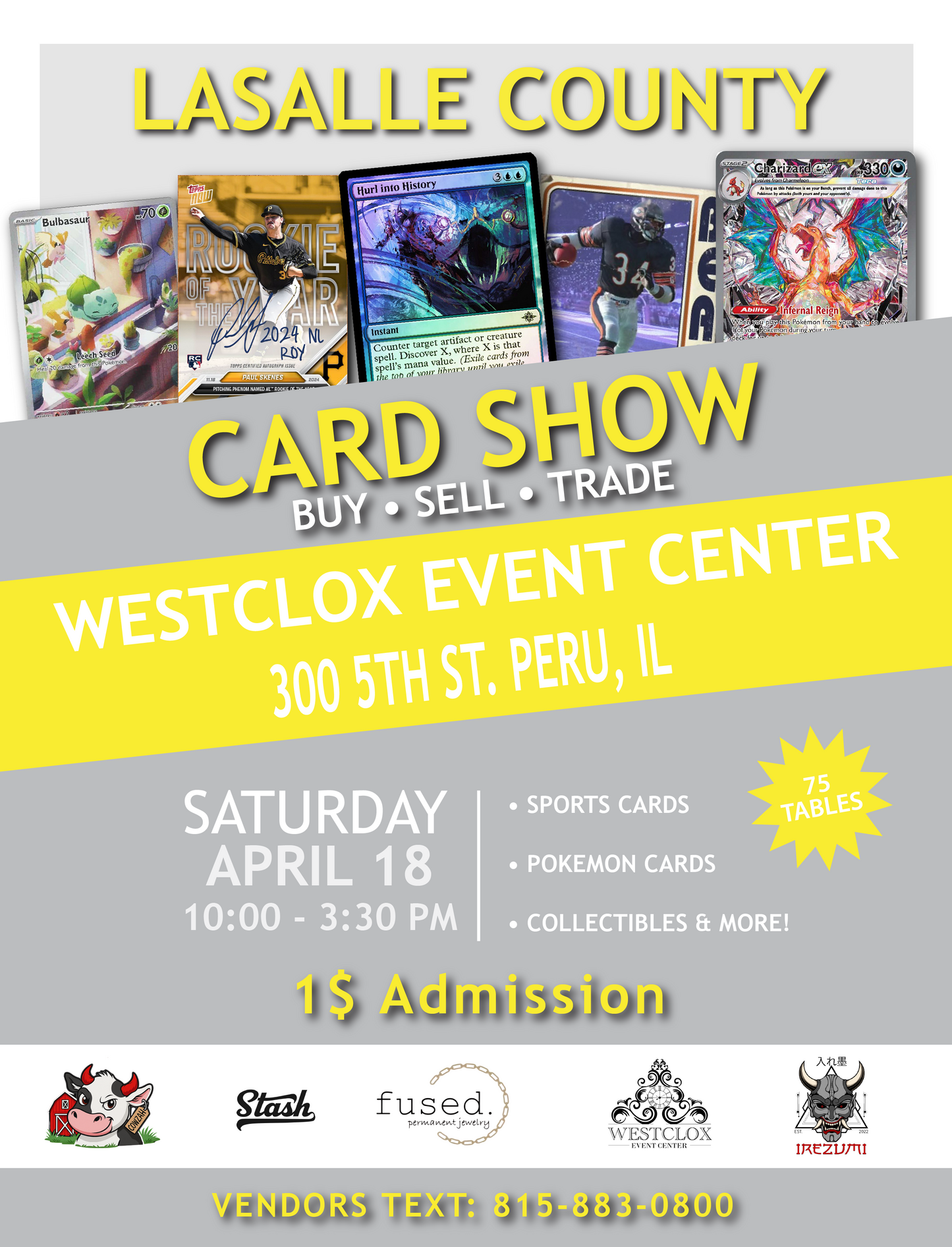 April 18th Westclox Tables (6 FT TABLES ONLY, 8 FT SOLD OUT)